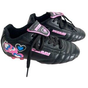 Retro Hearts FG Soccer Cleats for  Little Girls Soccer Players Size 10 Black